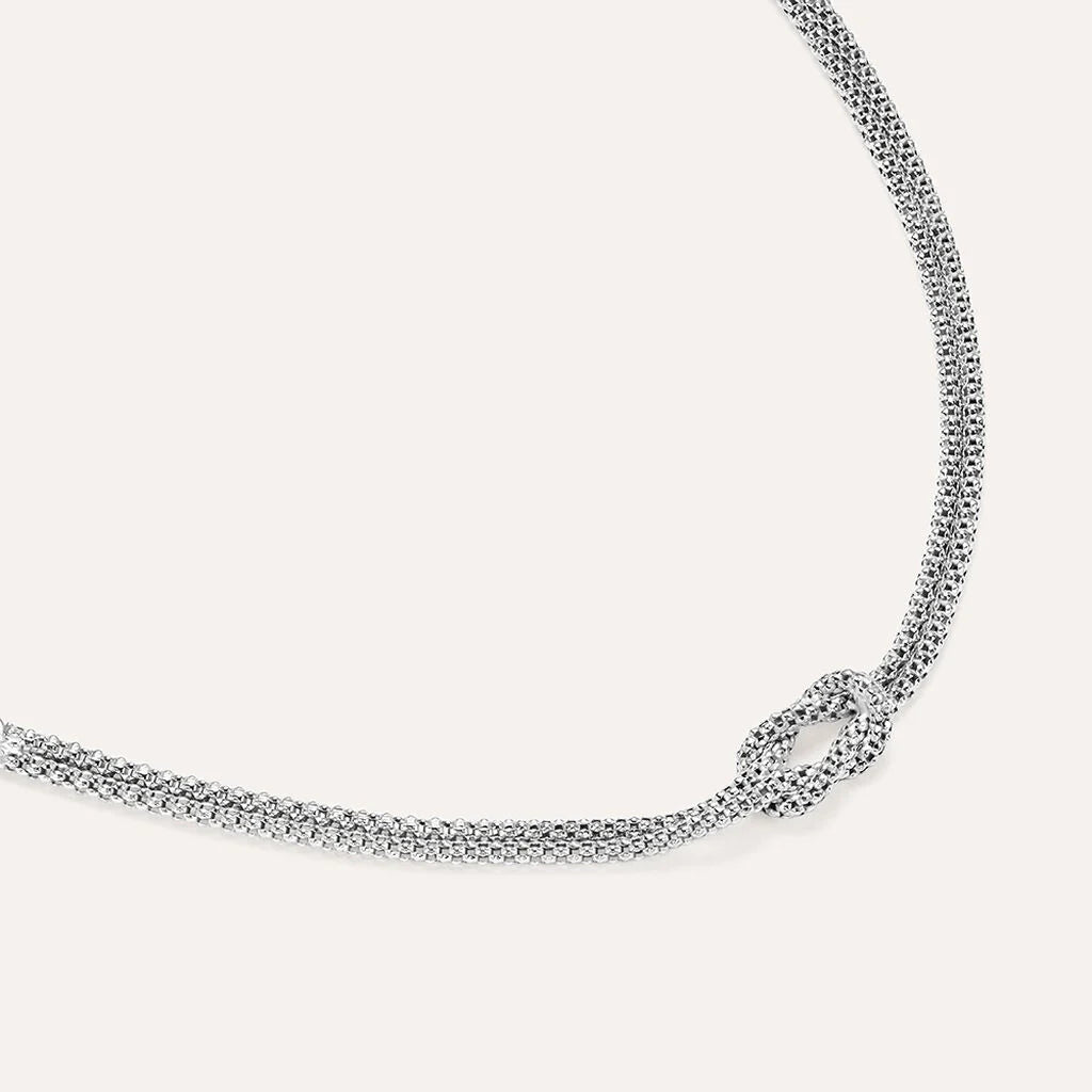 Bracciale a 2 Fili Stroili Silver Collection Argento Maglia Coreana Con Nodo Centrale