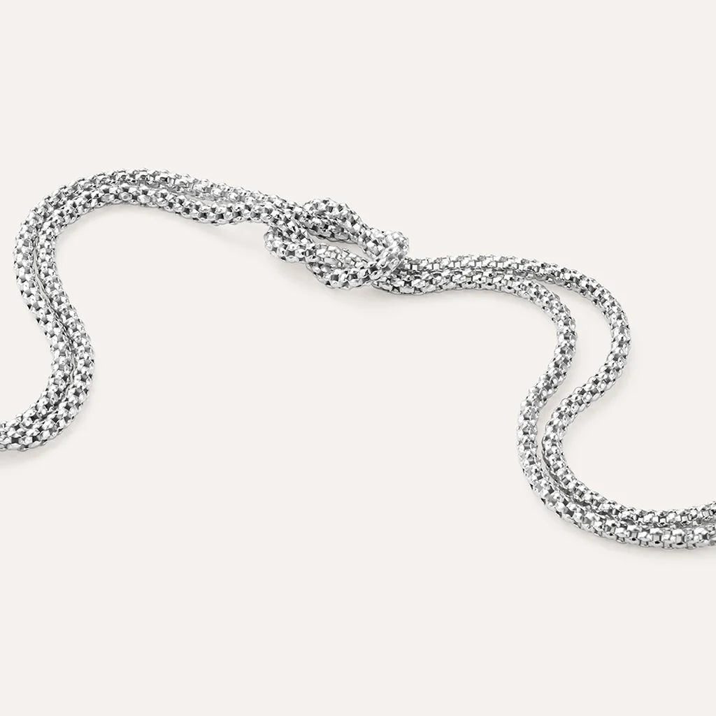 Bracciale a 2 Fili Stroili Silver Collection Argento Maglia Coreana Con Nodo Centrale
