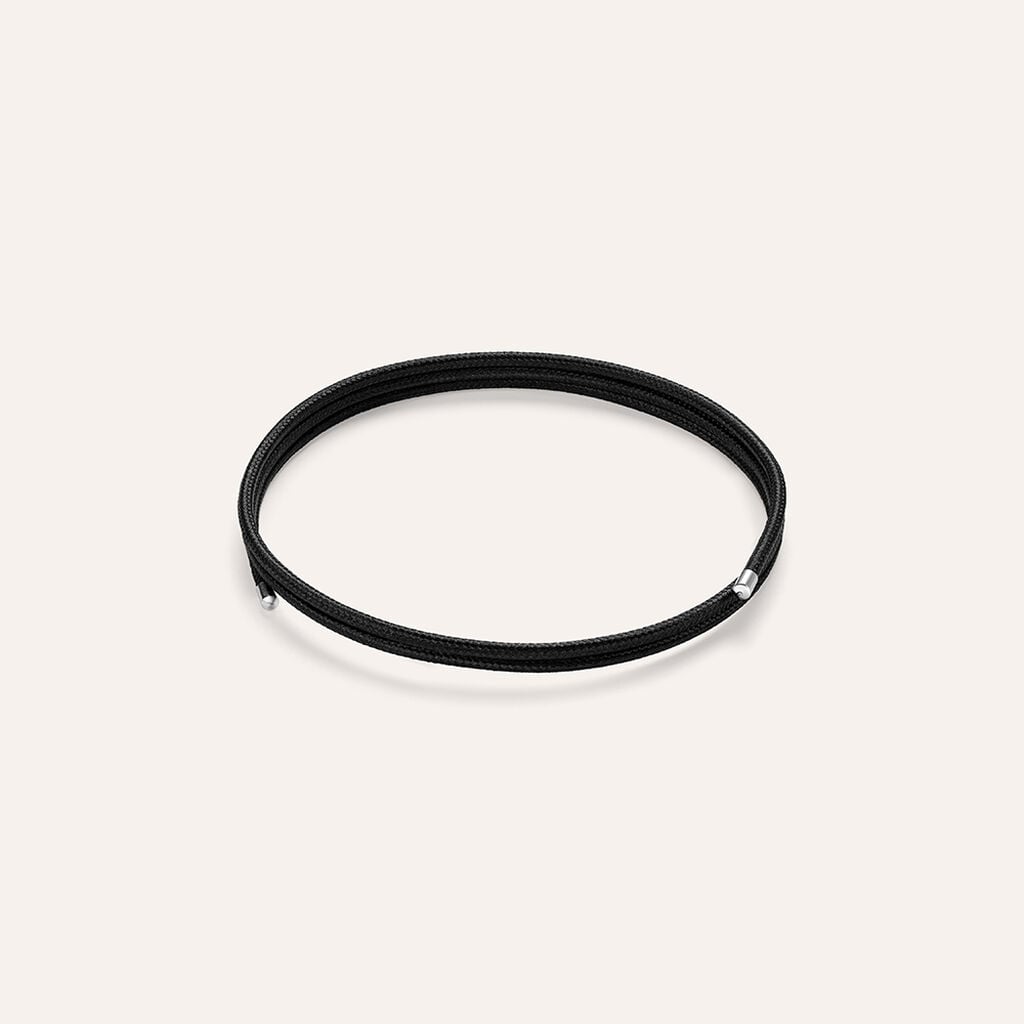 Collana Choker Magnetico Stroili Cordino Nero Finalini Acciaio