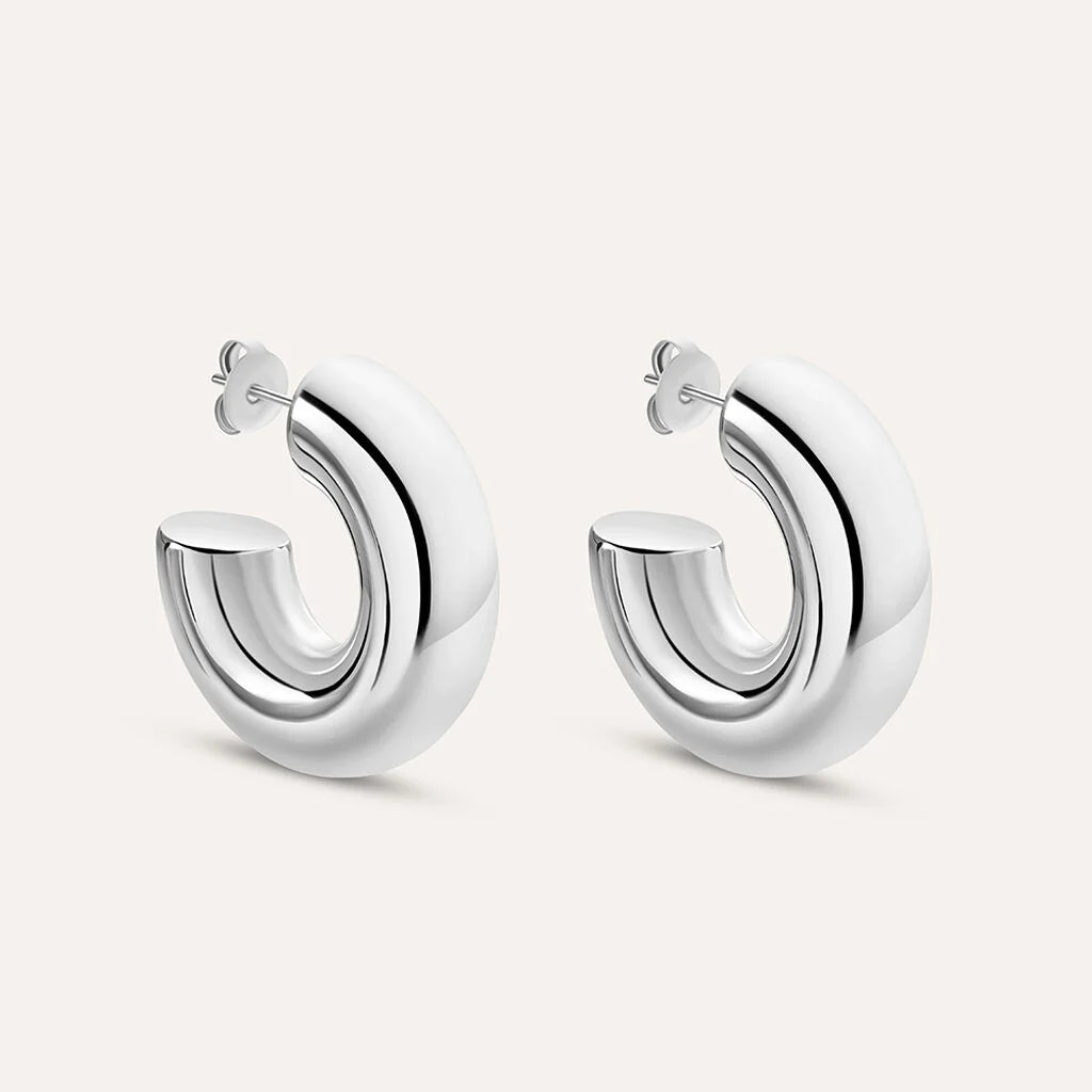 Orecchini a Cerchio Stroili Lady Code Pvd Oro Bianco