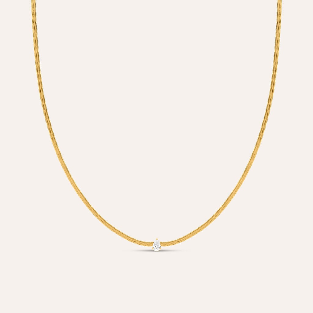 Collana Stroili Radiance Acciaio Pvd Oro Cristallo Goccia Centrale