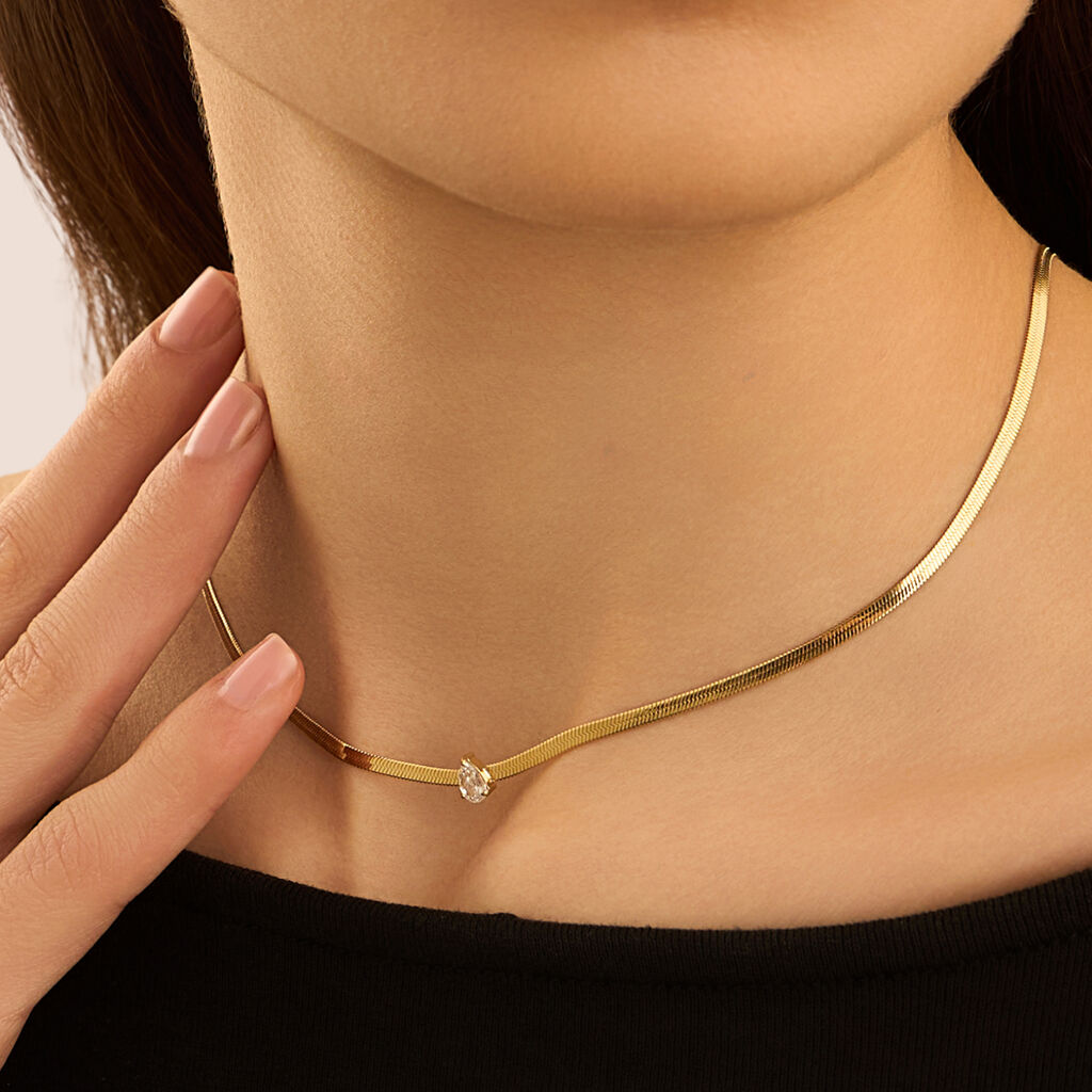 Collana Stroili Radiance Acciaio Pvd Oro Cristallo Goccia Centrale