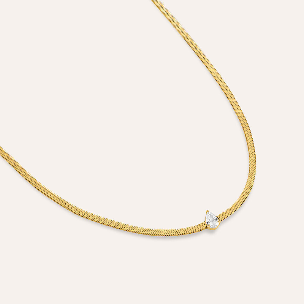 Collana Stroili Radiance Acciaio Pvd Oro Cristallo Goccia Centrale