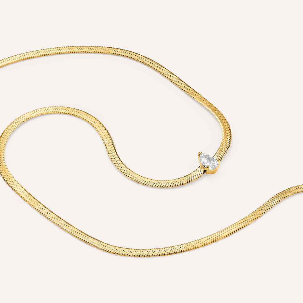 Collana Stroili Radiance Acciaio Pvd Oro Cristallo Goccia Centrale