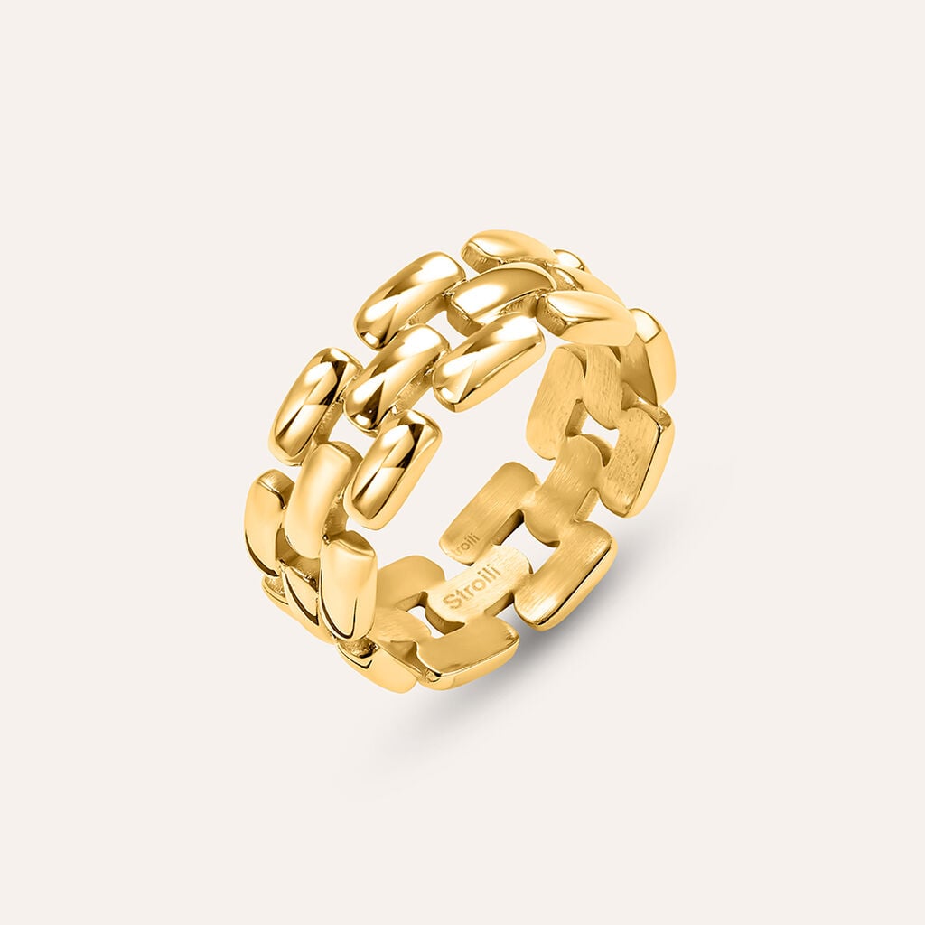 Anello Stroili Lady Code Panther Chain Acciaio Pvd Oro - Misura 16