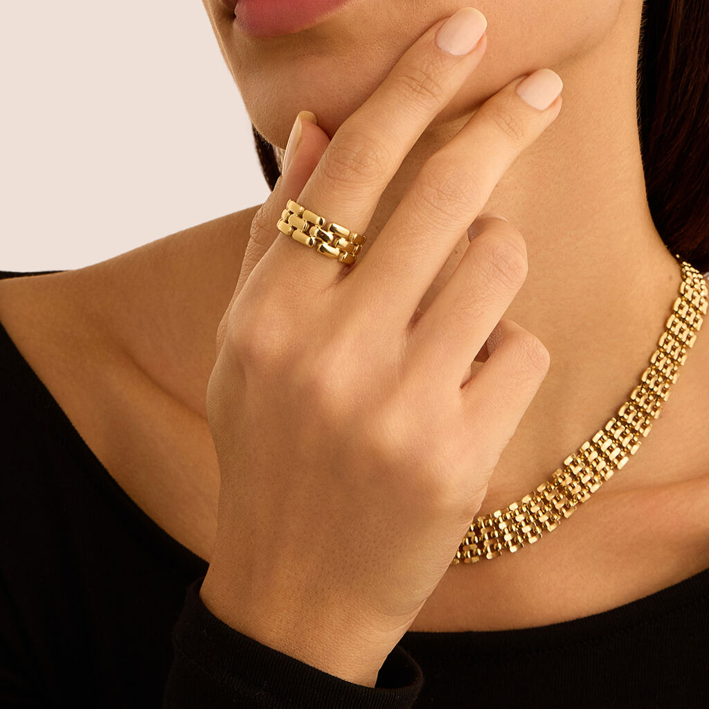 Anello Stroili Lady Code Panther Chain Acciaio Pvd Oro - Misura 16