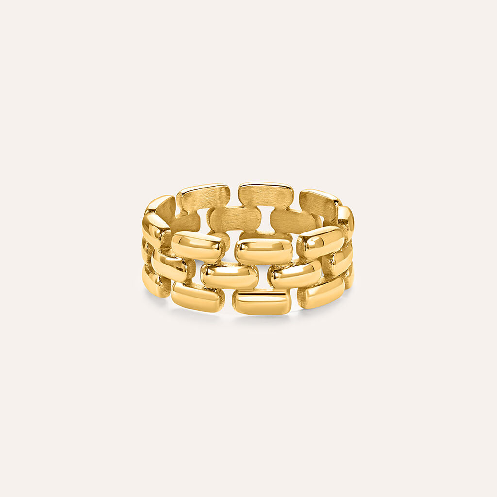 Anello Stroili Lady Code Panther Chain Acciaio Pvd Oro - Misura 16