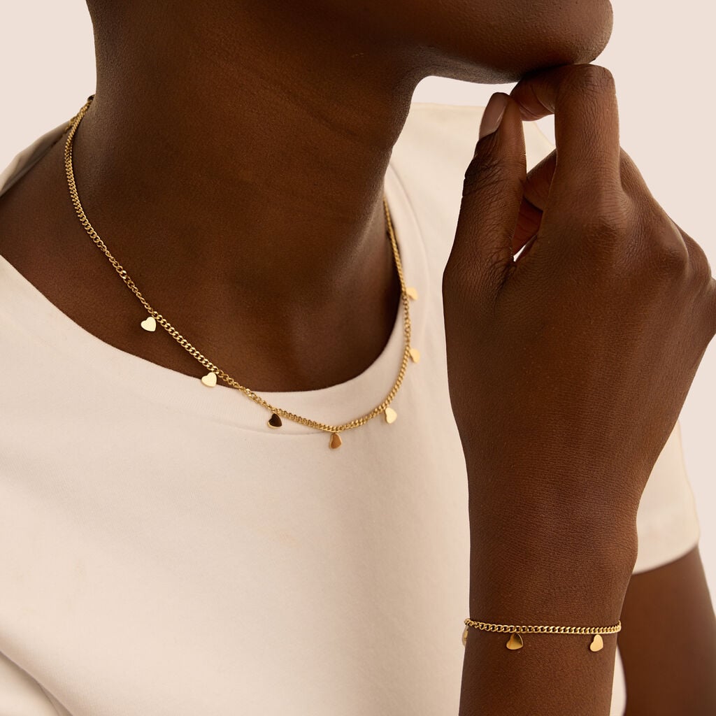 Collana Stroili Radiance Pvd Oro Pendenti Cuoricini