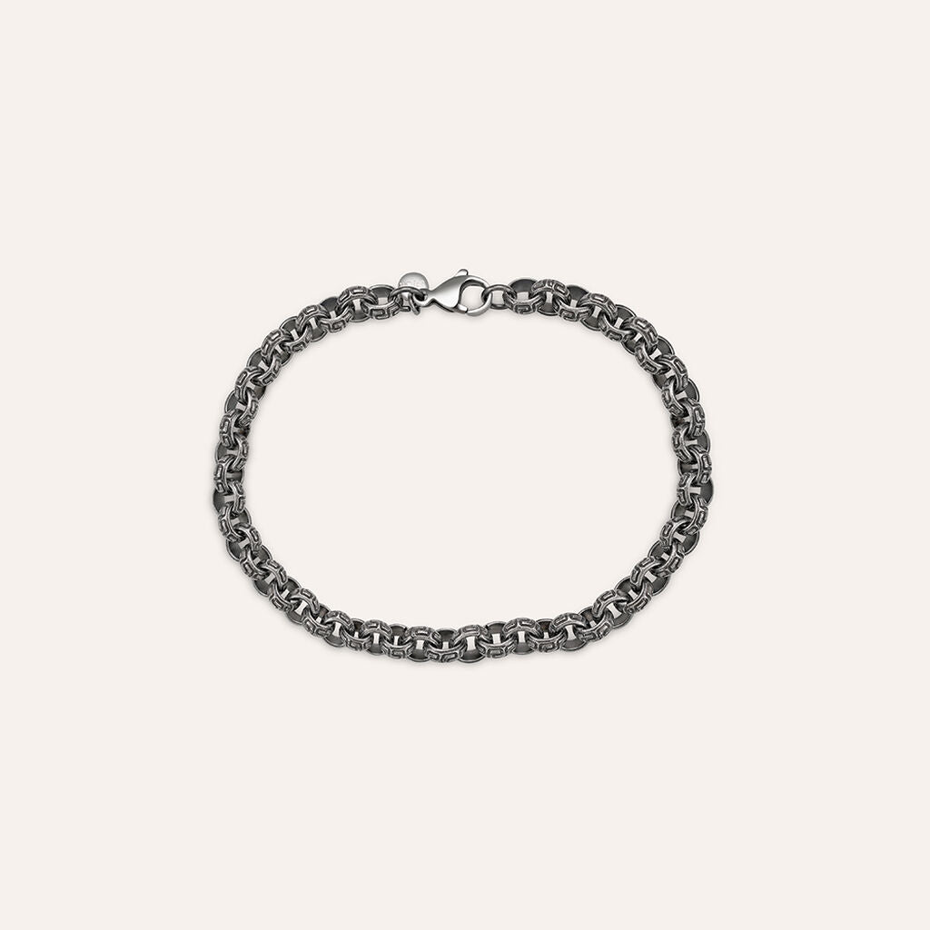 Bracciale Uomo Stroili Man Code Acciaio Pvd Nero Maglia Rolò