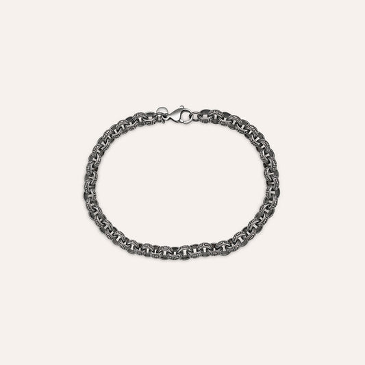 Bracciale Uomo Stroili Man Code Acciaio Pvd Nero Maglia Rolò