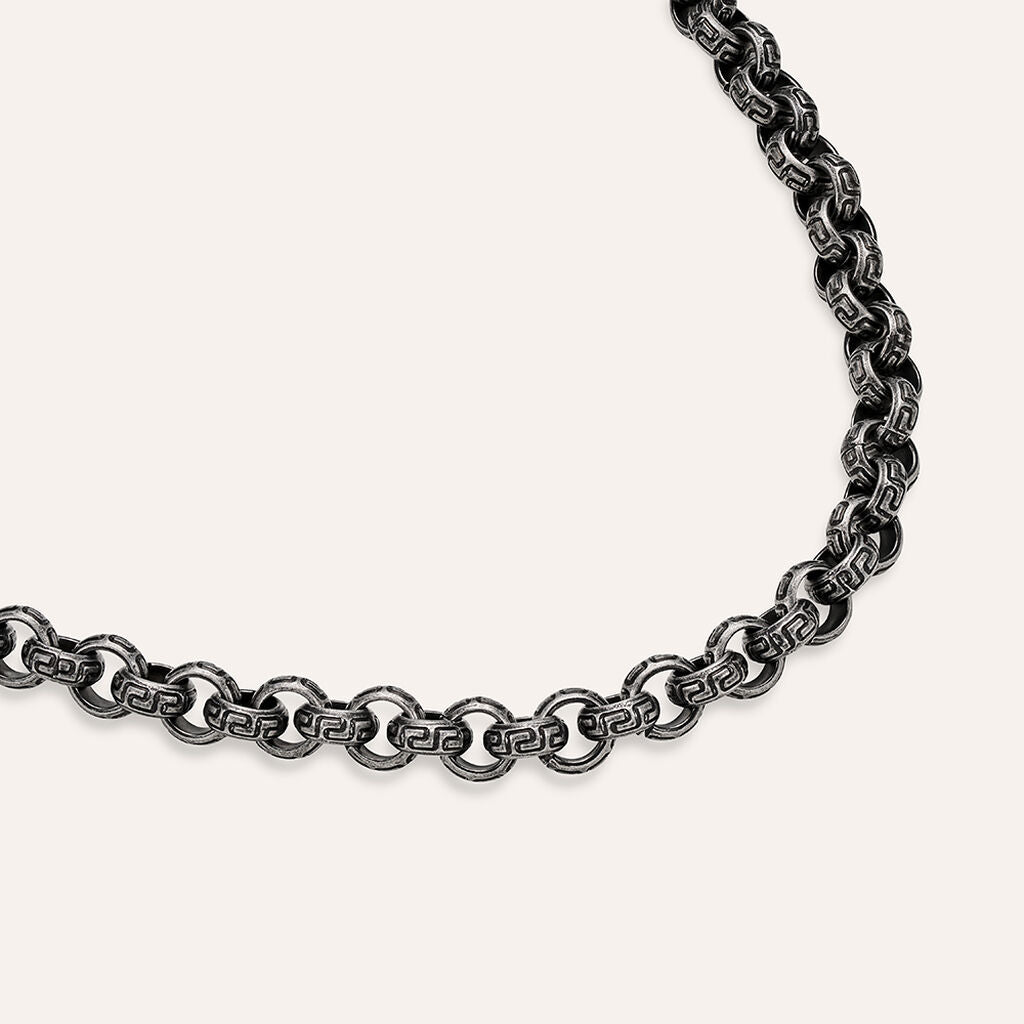 Bracciale Uomo Stroili Man Code Acciaio Pvd Nero Maglia Rolò