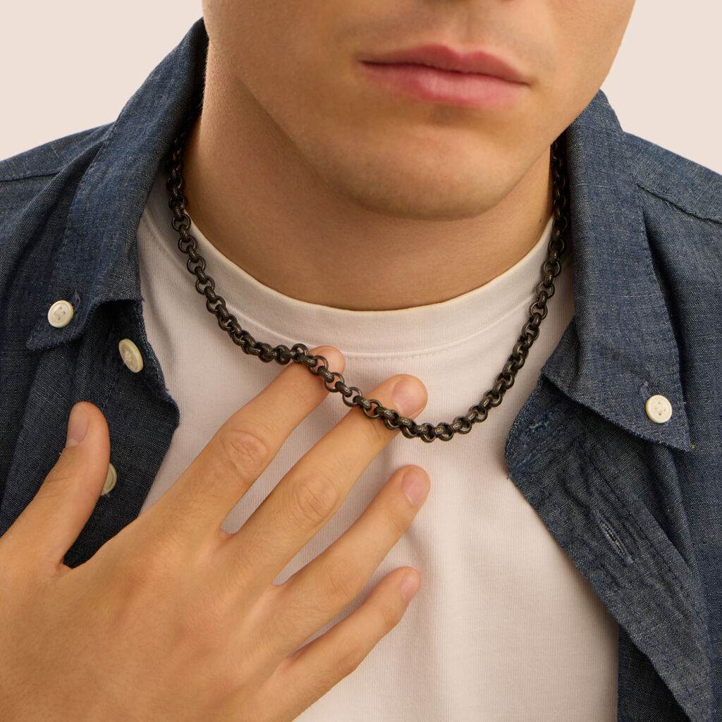 Collana Uomo Stroili Man Code Acciaio Bicolore Maglia Rolò