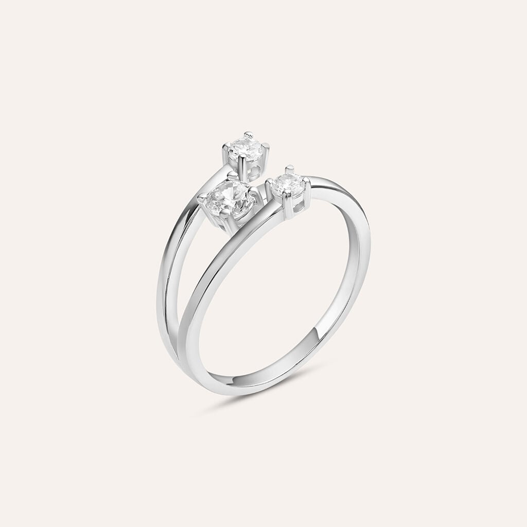 Anello Stroili Elegance Argento Trilogy Contrariè Cubic Zirconia - Misura 12