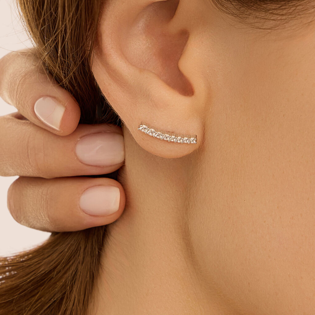 Orecchini a Lobo Stroili Silver Elegance Argento Barretta Cubic Zirconia