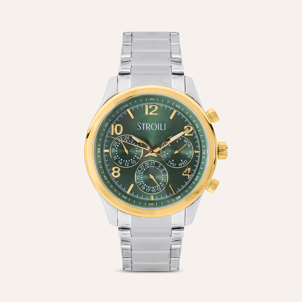 Orologio Stroili Montecarlo Multifunzione 43 Mm Acciaio Braccialato Satinao/Lucido Quadrante Verde