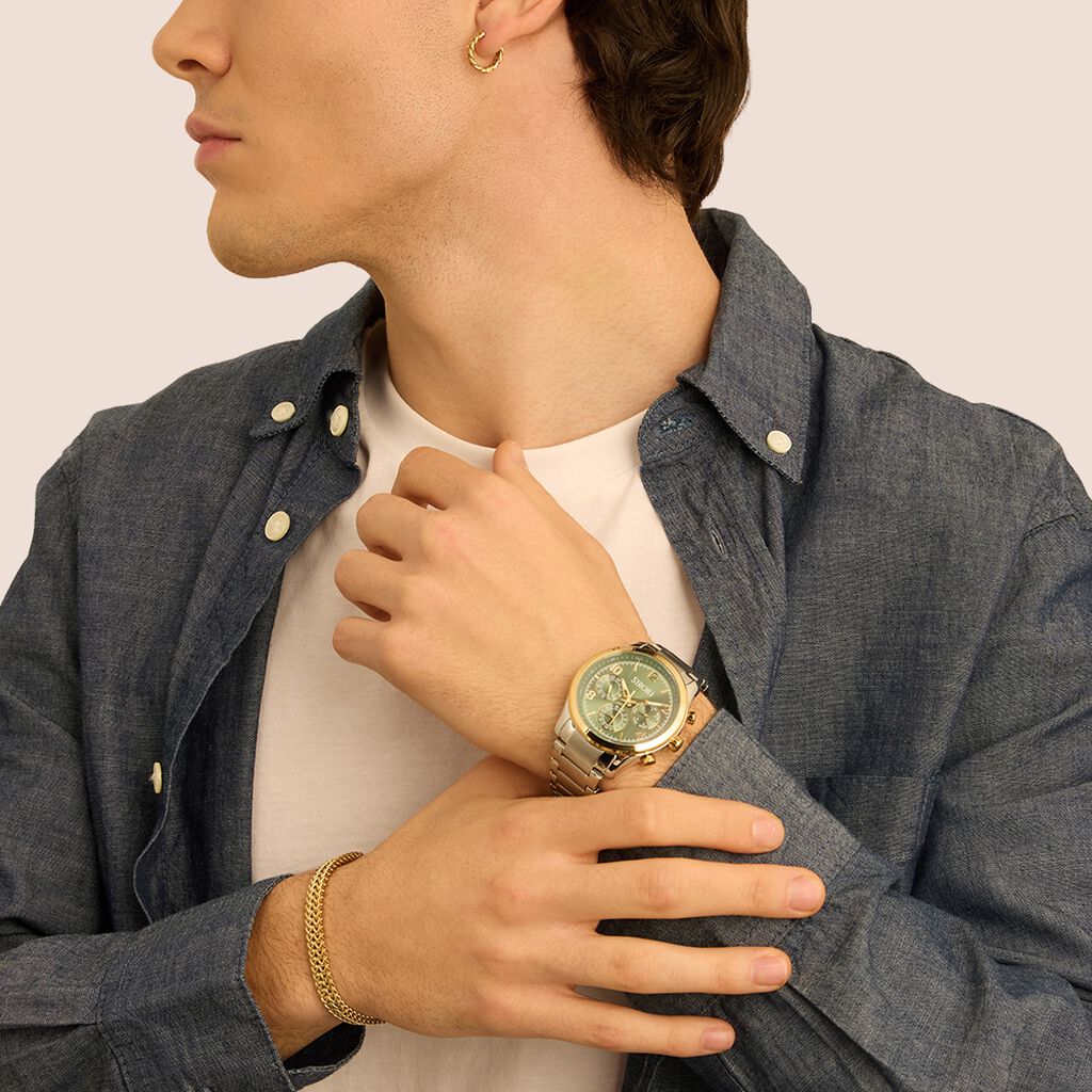 Orologio Stroili Montecarlo Multifunzione 43 Mm Acciaio Braccialato Satinao/Lucido Quadrante Verde