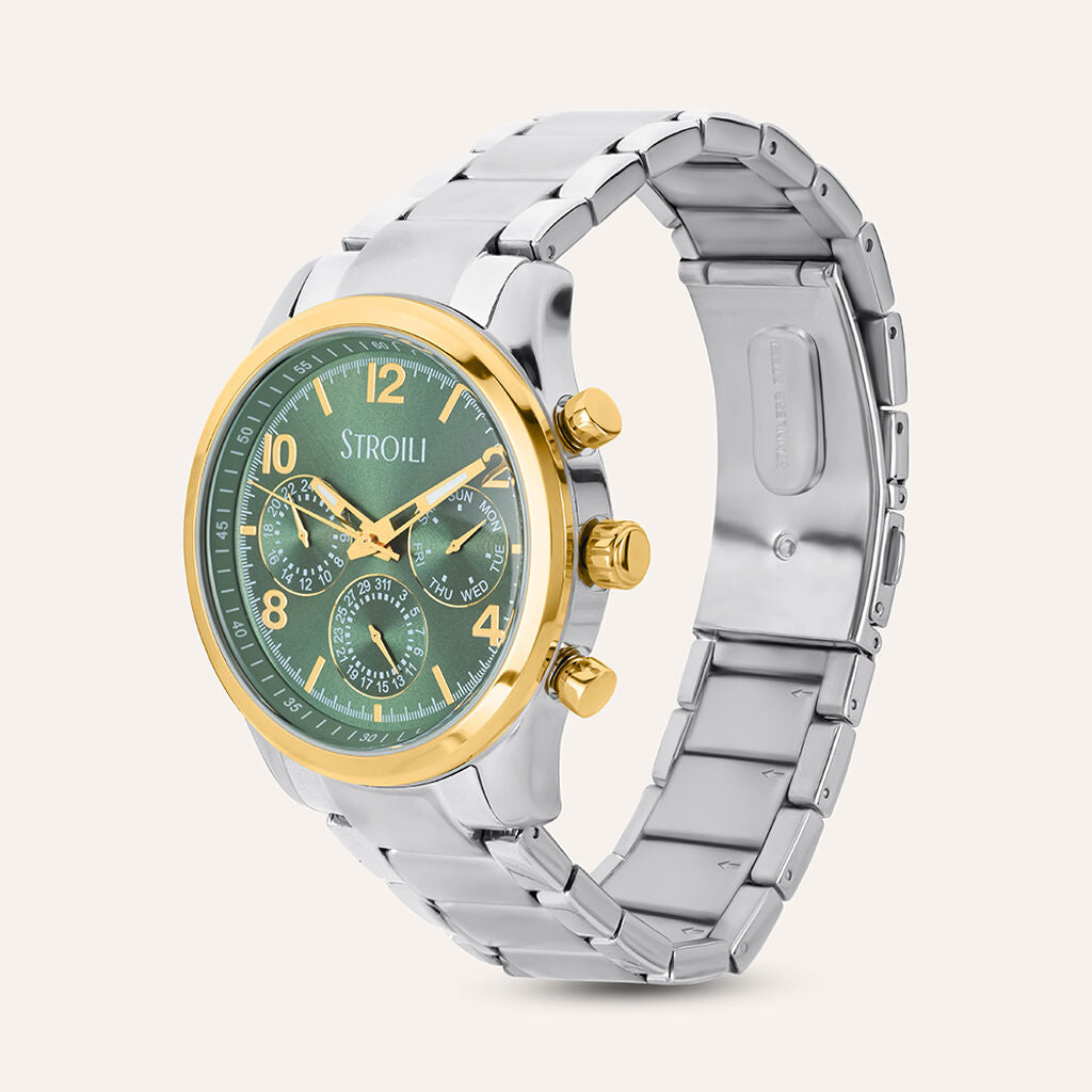 Orologio Stroili Montecarlo Multifunzione 43 Mm Acciaio Braccialato Satinao/Lucido Quadrante Verde