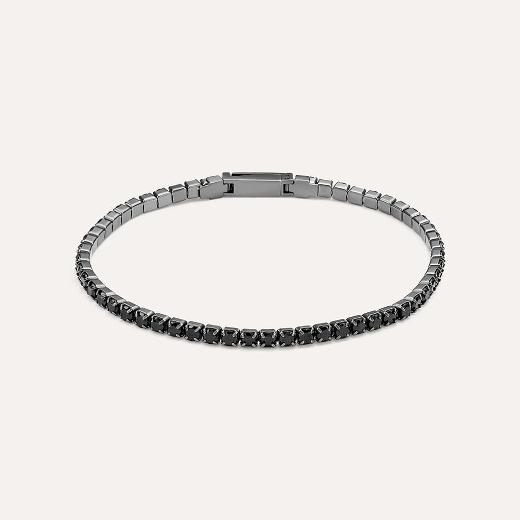 Bracciale Tennis Uomo Stroili Gentleman Argento Pvd Nero Con Zirconi Neri