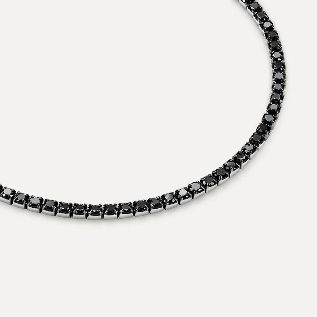 Bracciale Tennis Uomo Stroili Gentleman Argento Pvd Nero Con Zirconi Neri