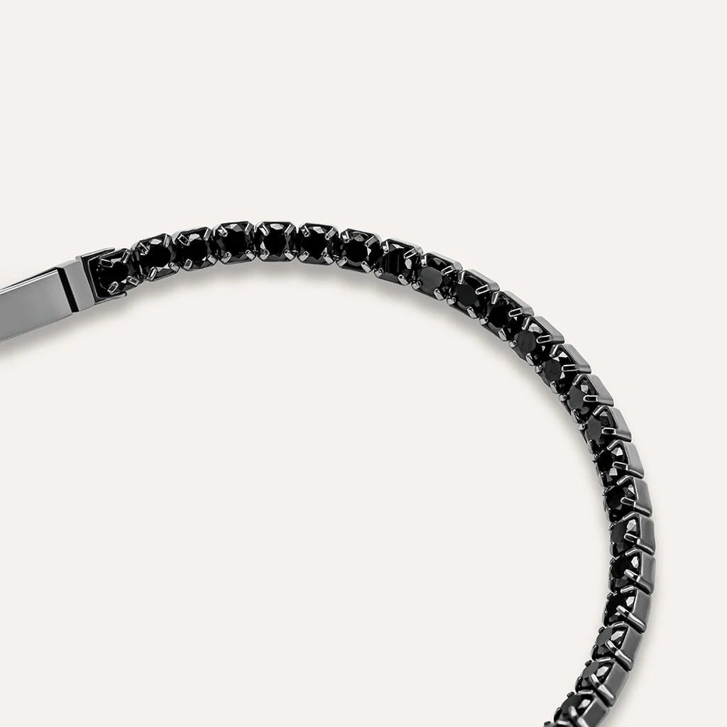 Bracciale Tennis Uomo Stroili Gentleman Argento Pvd Nero Con Zirconi Neri