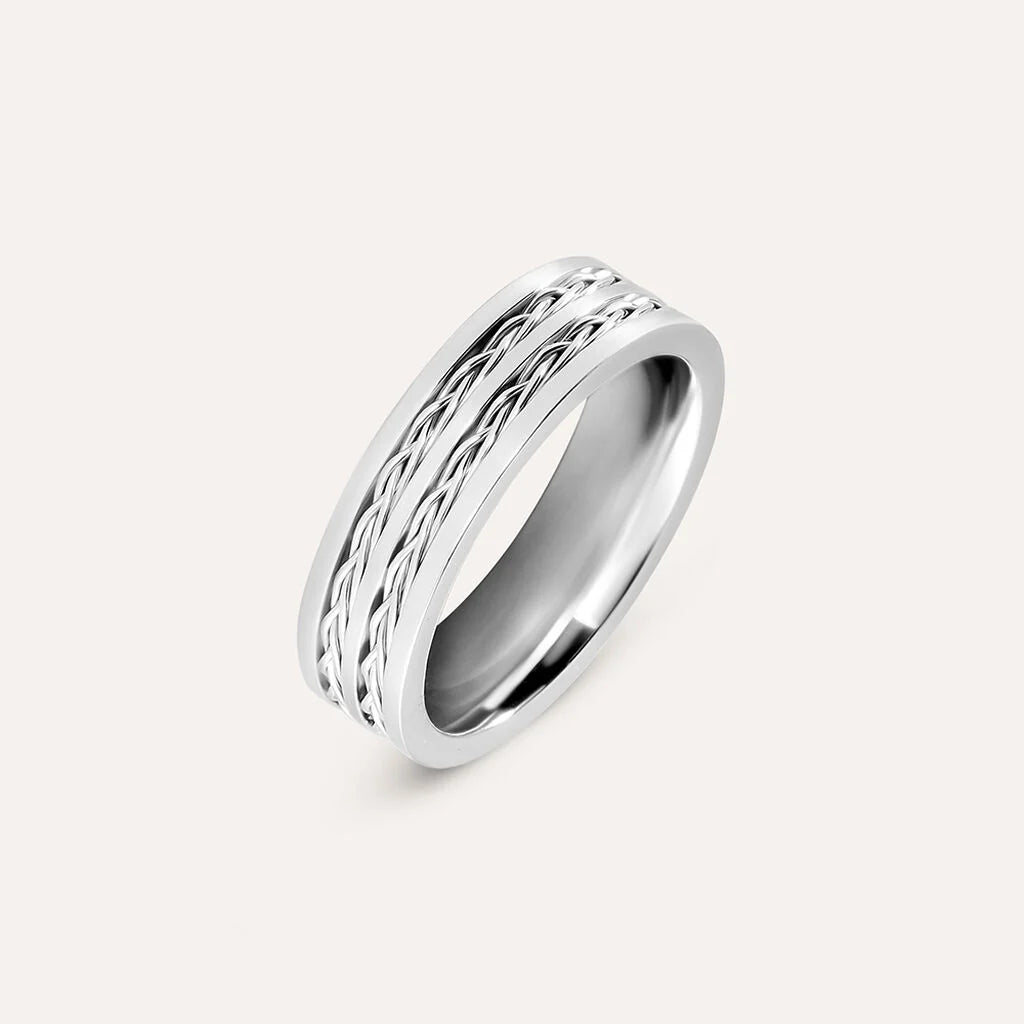 Anello Uomo Stroili Man Code Acciaio Fascia Con Passanti 2 Catenelle - Misura 22