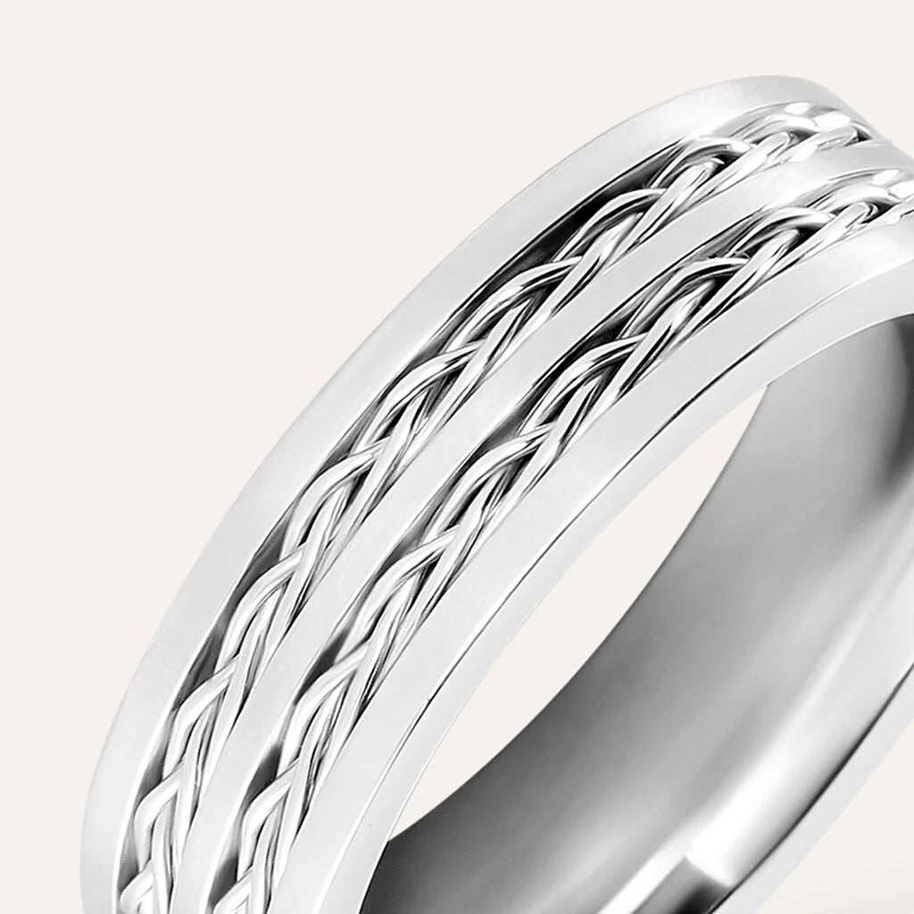 Anello Uomo Stroili Man Code Acciaio Fascia Con Passanti 2 Catenelle - Misura 22