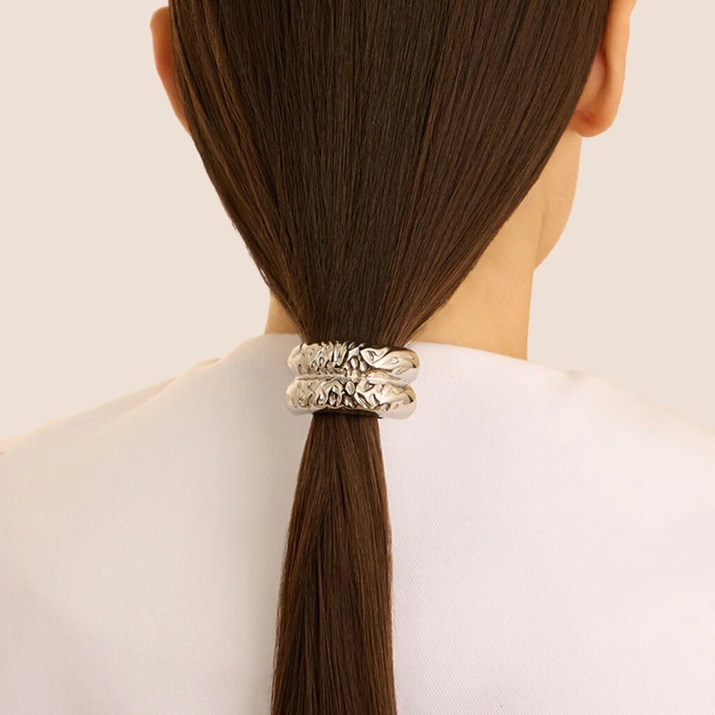 Elastico Per Capelli Stroili Con Elemento In Acciaio Martellato