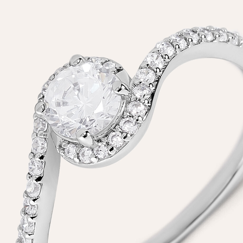 Anello Stroili Silver Elegance Argento Cubic Zirconia Centrale Contornato - Misura 12