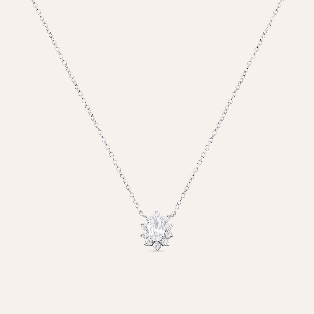 Collana Stroili Silver Elegance Argento Pendente Kate Cubic Zirconia Ovale Contornato