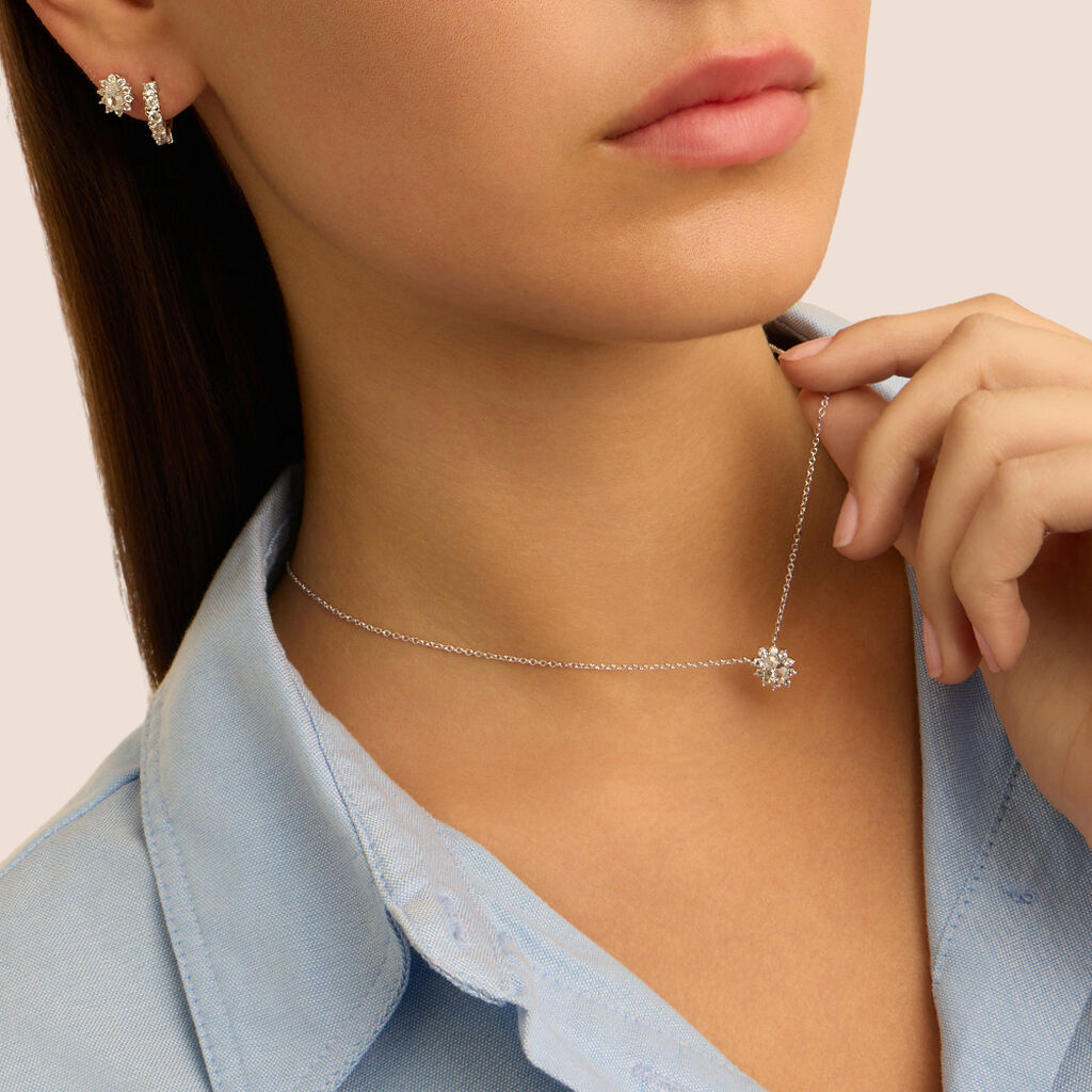 Collana Stroili Silver Elegance Argento Pendente Kate Cubic Zirconia Ovale Contornato
