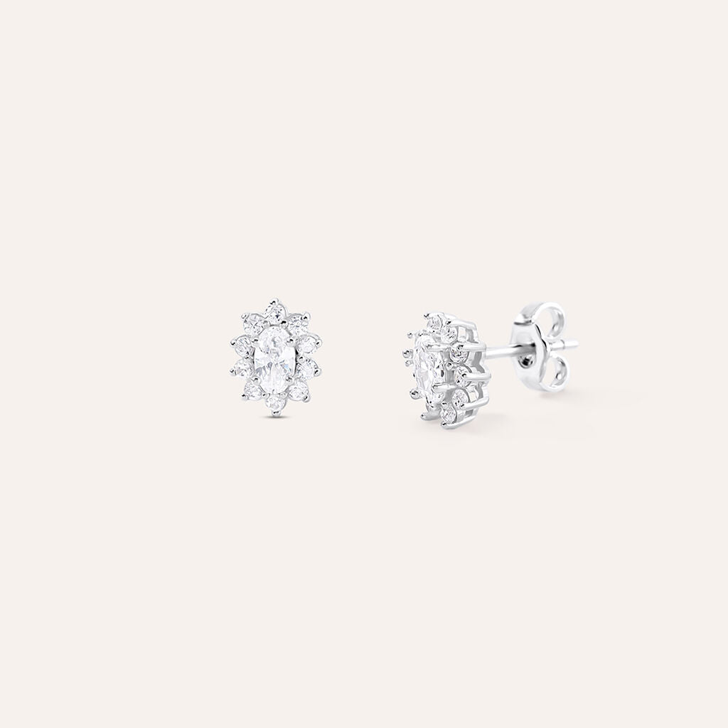 Orecchini a Lobo Stroili Silver Elegance Argento Kate Cubic Zirconia Contornato