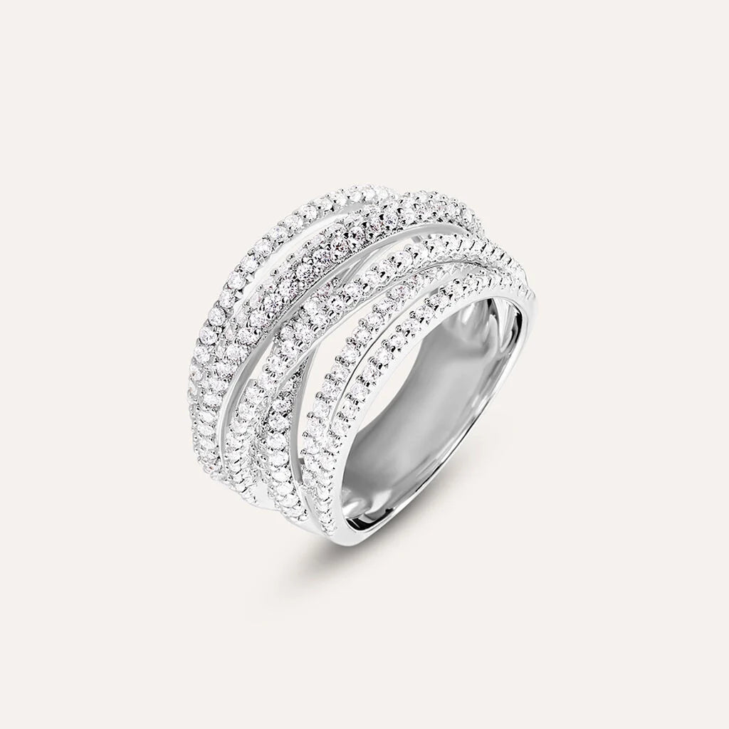 Anello A Fascia Stroili Silver Elegance Argento con Intreccio Di Cubic Zirconia - Misura 14
