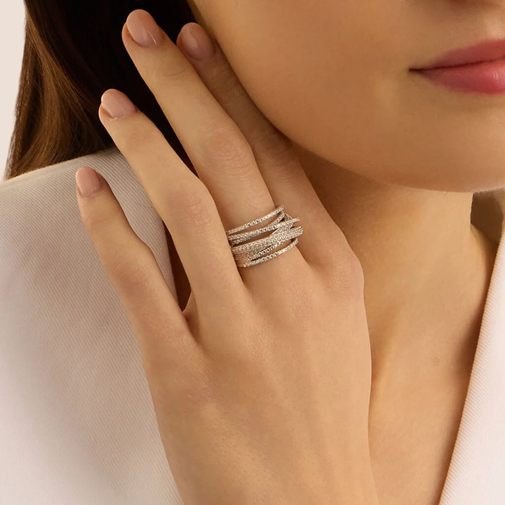 Anello A Fascia Stroili Silver Elegance Argento con Intreccio Di Cubic Zirconia - Misura 14