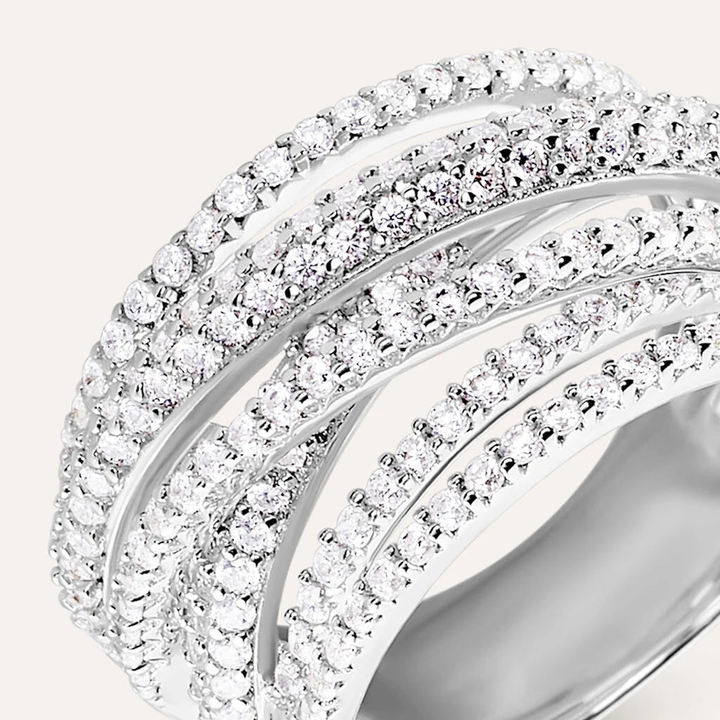 Anello A Fascia Stroili Silver Elegance Argento con Intreccio Di Cubic Zirconia - Misura 14