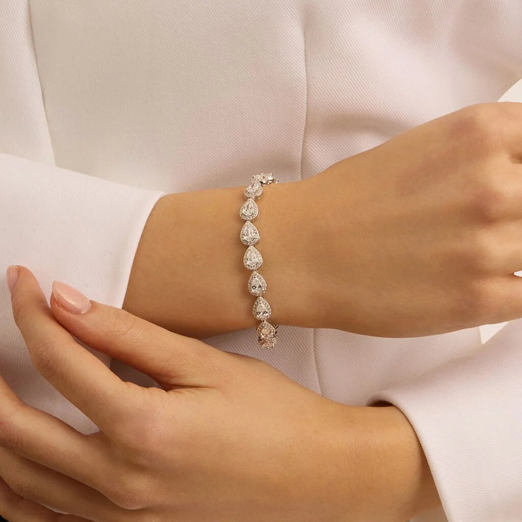 Bracciale Tennis Stroili Red Carpet Argento Con Zirconi Taglio Goccia Contornati