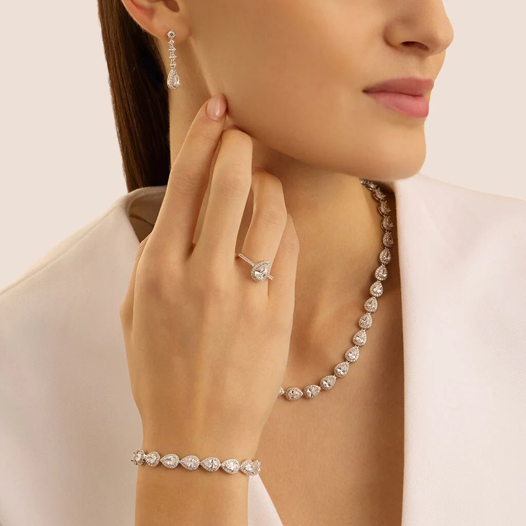 Bracciale Tennis Stroili Red Carpet Argento Con Zirconi Taglio Goccia Contornati