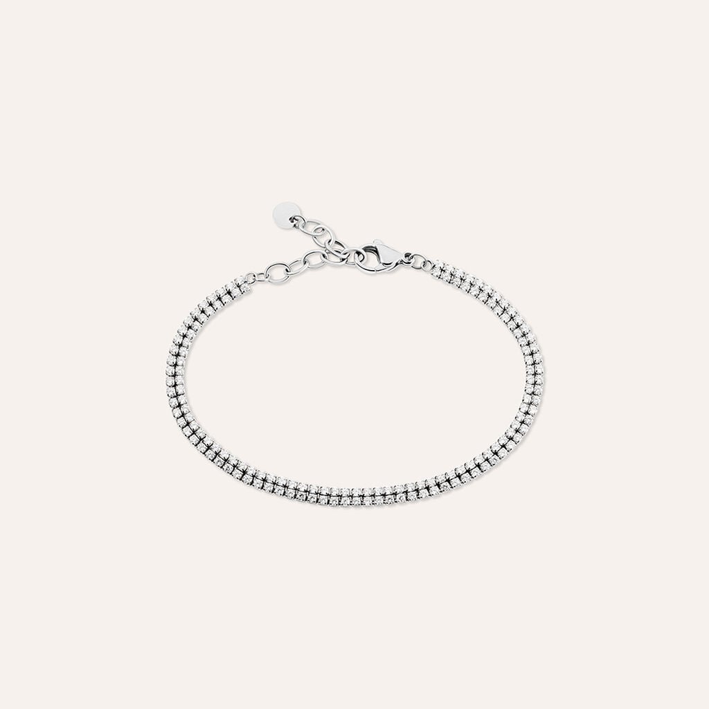 Bracciale Tennis Stroili Aura Acciaio 2 File Cubic Zirconia