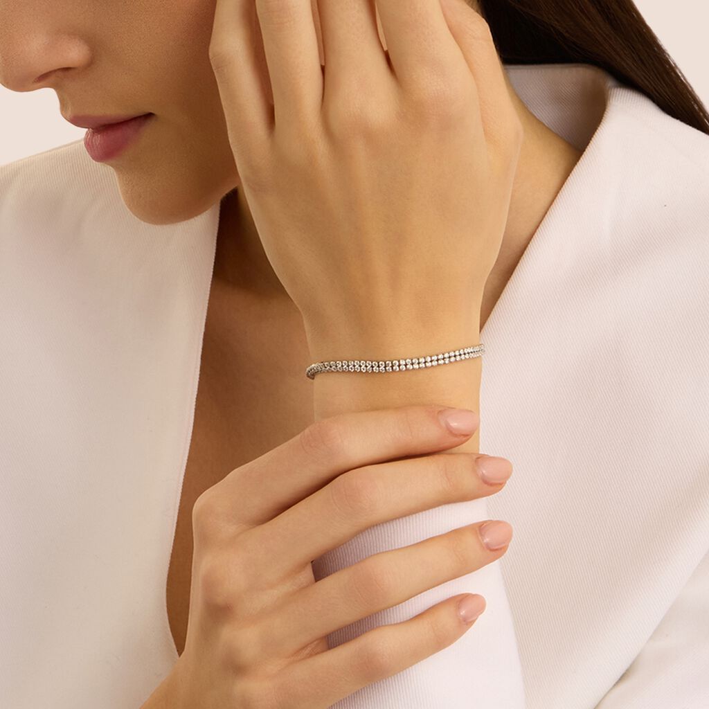 Bracciale Tennis Stroili Aura Acciaio 2 File Cubic Zirconia
