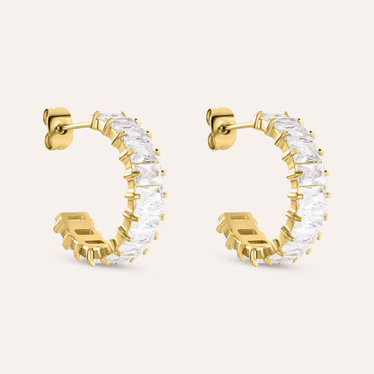 Orecchini Boccole Stroili Aura Acciaio Pvd Oro Cubic Zirconia