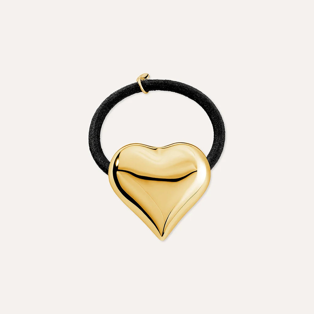 Elastico Per Capelli Stroili Con Cuore Pvd Oro