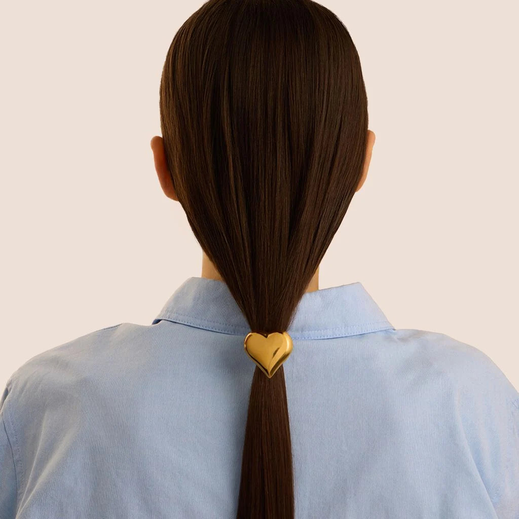 Elastico Per Capelli Stroili Con Cuore Pvd Oro