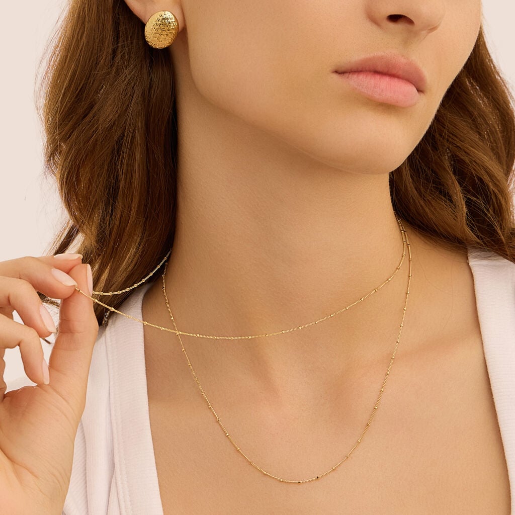 Collana Doppio Filo Stroili Silver Collection Argento Dorato con Sferette