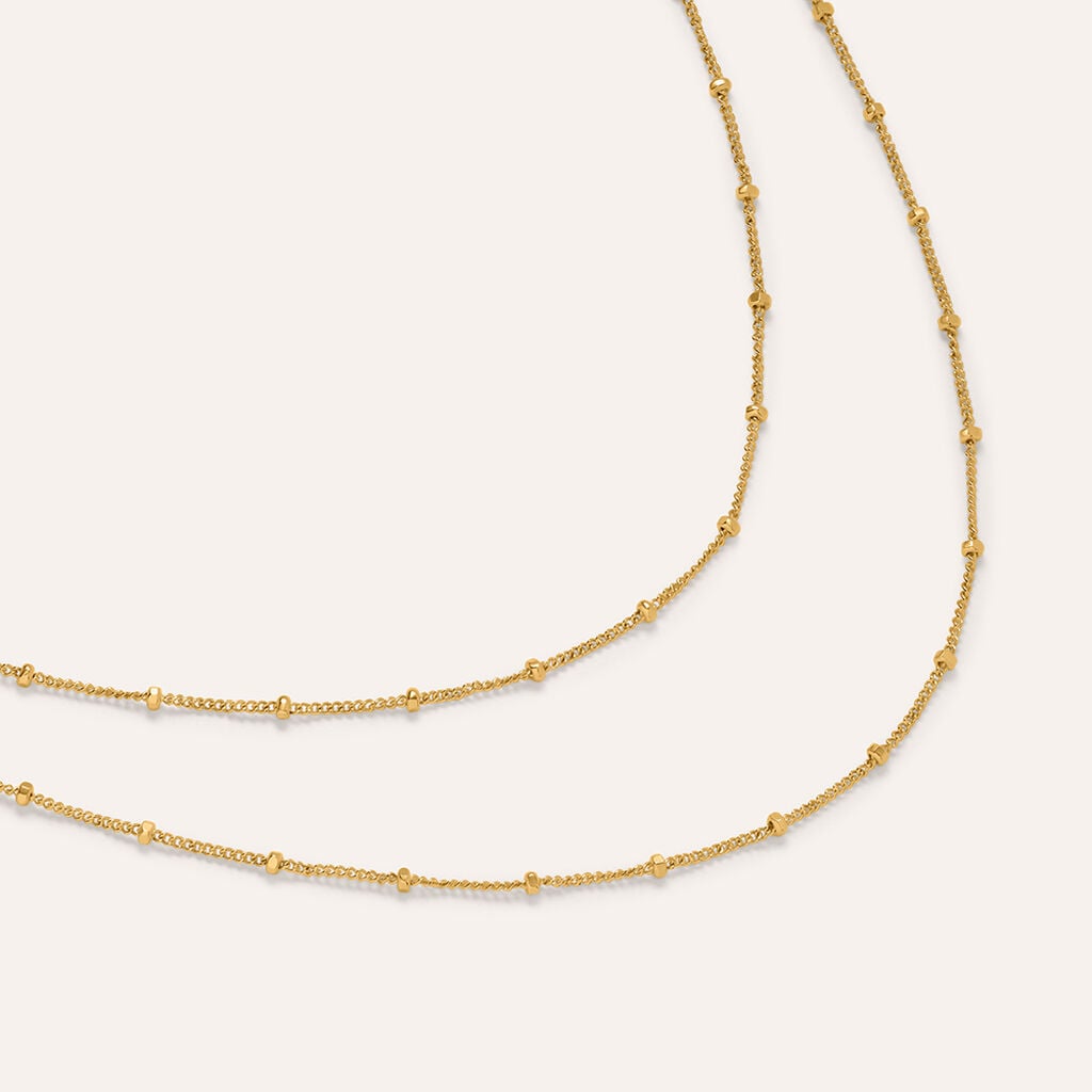 Collana Doppio Filo Stroili Silver Collection Argento Dorato con Sferette