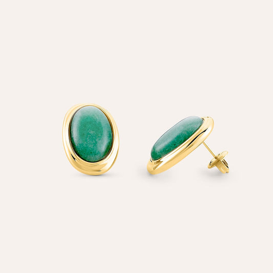 Orecchini a Lobo Stroili Radiance Pvd Oro Cabochon Ovale Avventurina Verde