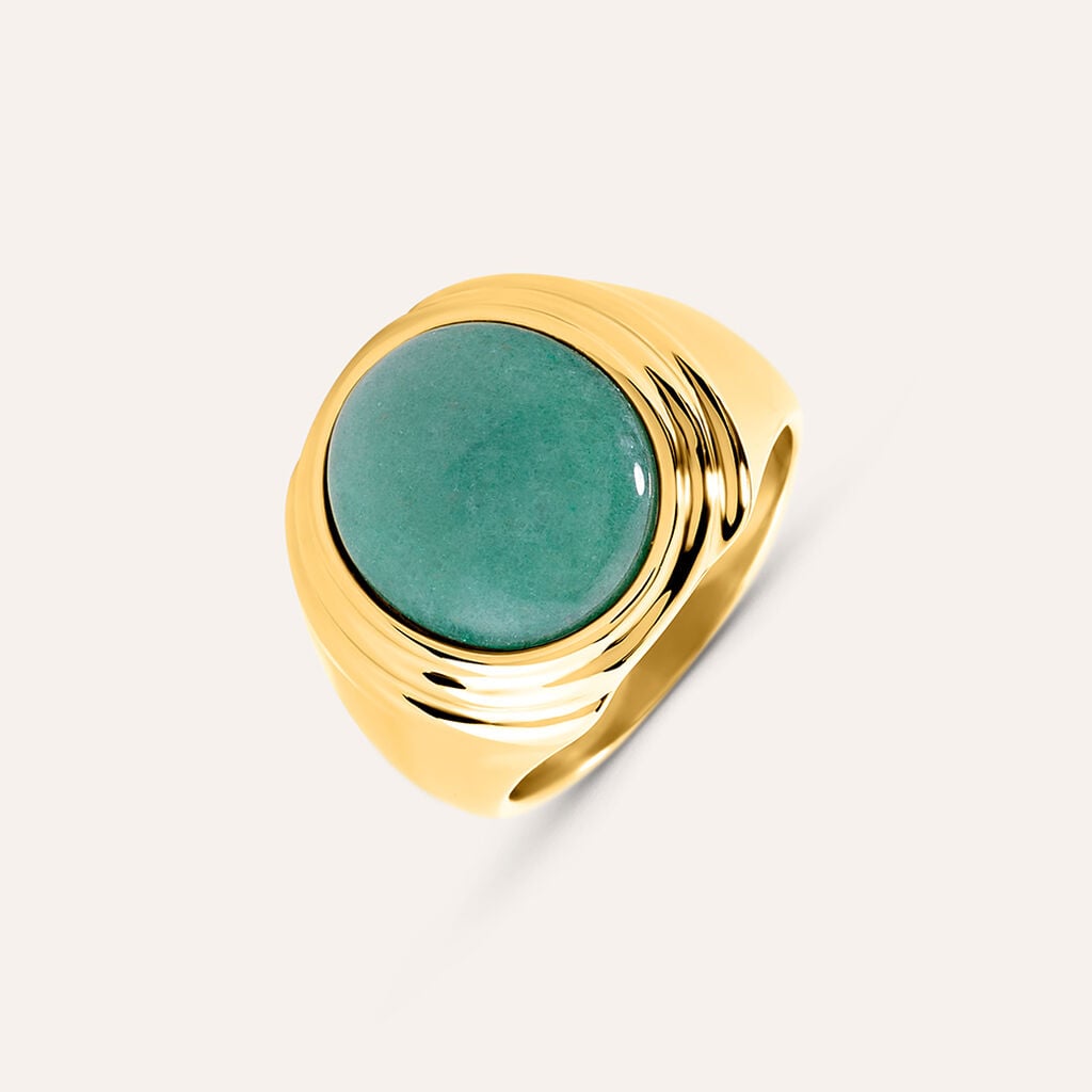 Anello a Fascia Stroili Radiance Acciaio Pvd Oro Avventurina Verde - Misura 14