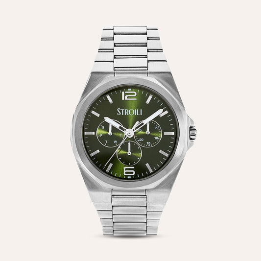 Orologio Stroili Kyoto Multifunzione 42 Mm Acciaio Braccialato Quadrante Verde