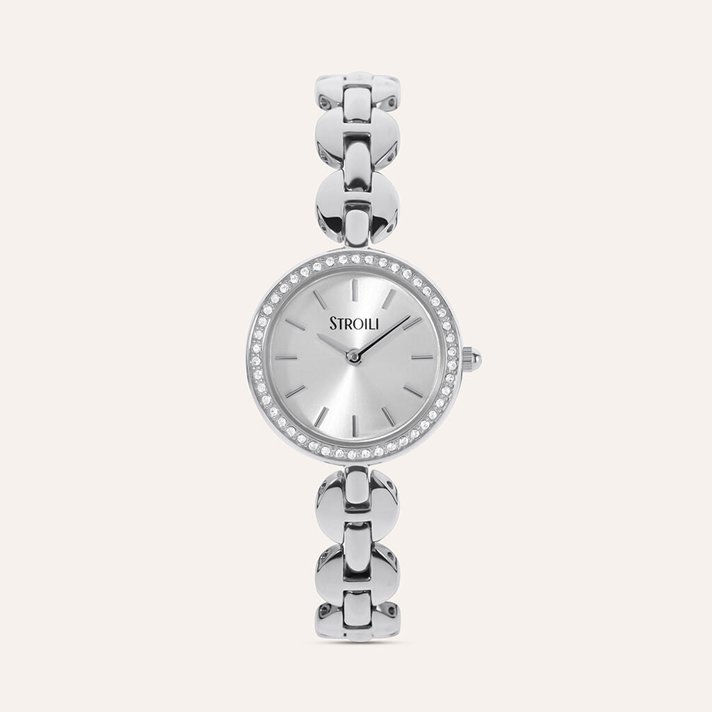 Orologio Stroili Diana Lady Strass 25 Mm Acciaio Braccialato Quadrante Silver