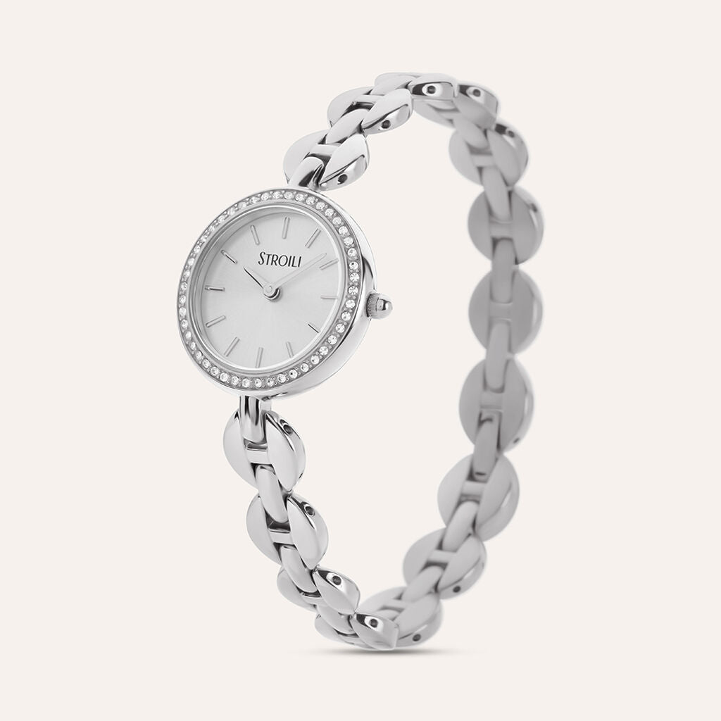 Orologio Stroili Diana Lady Strass 25 Mm Acciaio Braccialato Quadrante Silver