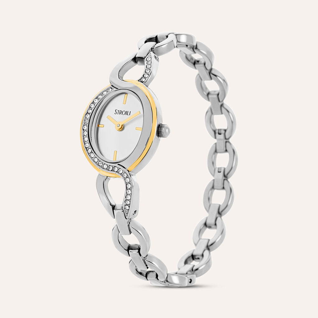Orologio Stroili Montmartre Lady Strass Ovale 24X40 Mm Acciaio/Pvd Oro Braccialato/Strass