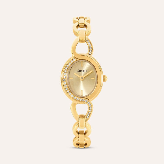 Orologio Stroili Montmartre Lady Strass Ovale 24X40 Mm Pvd Oro Braccialato/Strass Quadrante Dorato